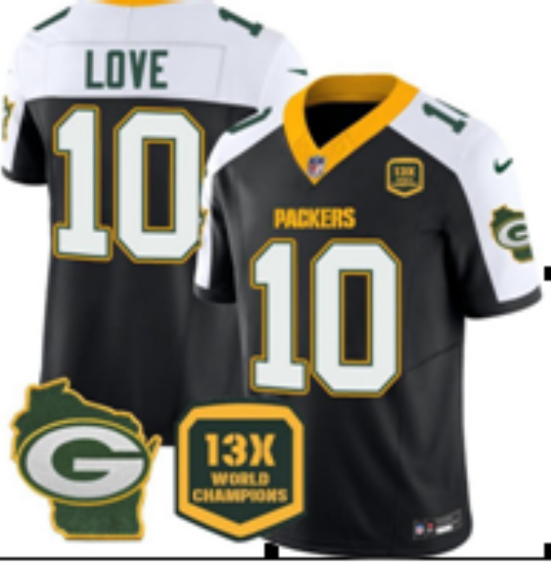 Men Green Bay Packers #10 Love Black 2025 Nike Limited NFL Jersey001->boston red sox->MLB Jersey